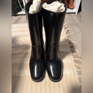 Black Glossy Rain Boots